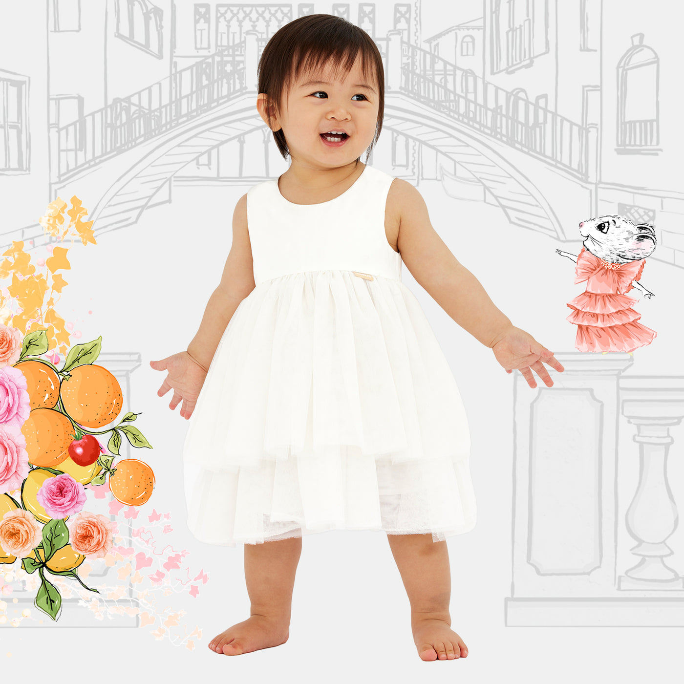 Tuscan Dress Baby - Blanc