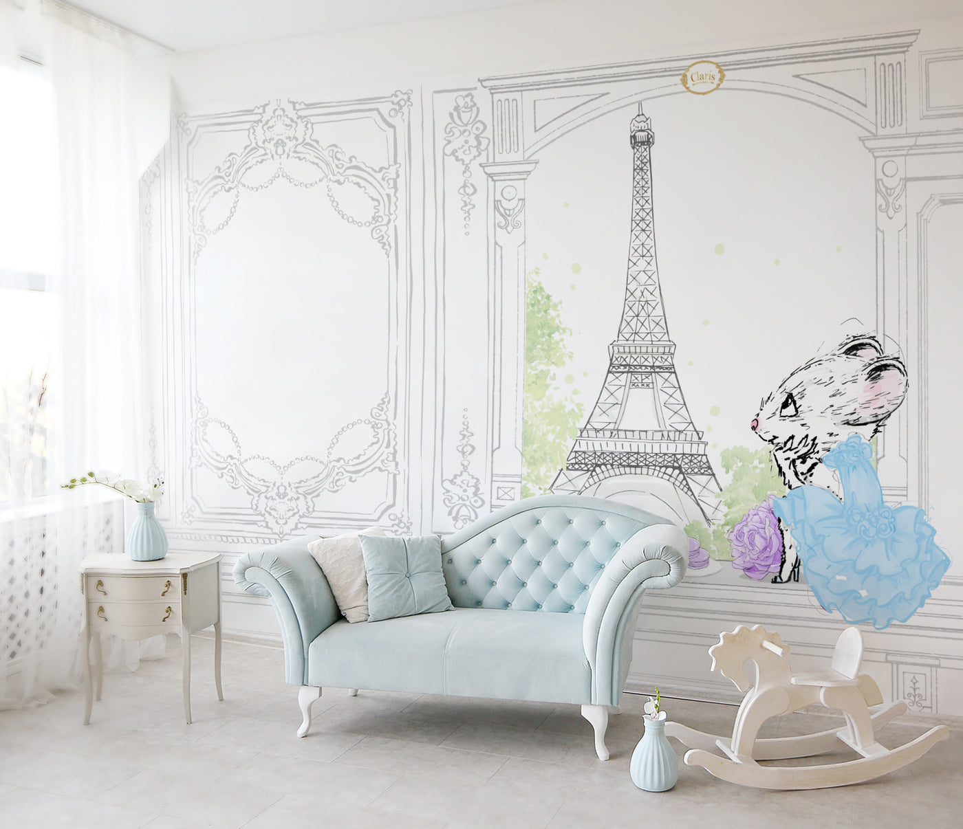 The,Interior,Is,Decorated,In,Pastel,Blue,Tones,With,A
