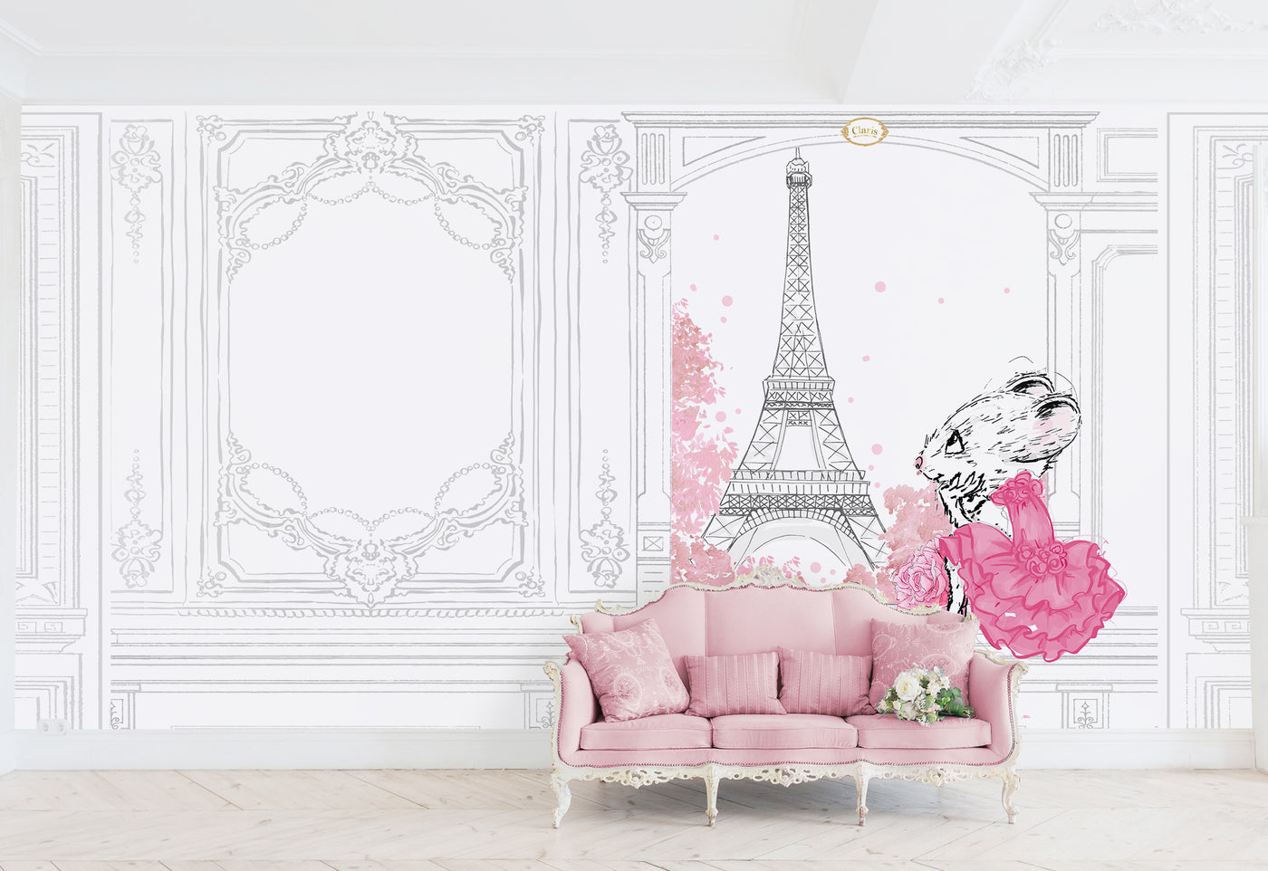 Claris' Eiffel Tower Pink Wallpaper – Claris the Mouse